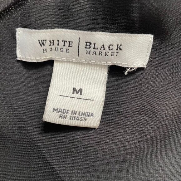 Womens Black Blouse White House Black Market Blouse Sheer Top Size M u - Picture 7 of 8